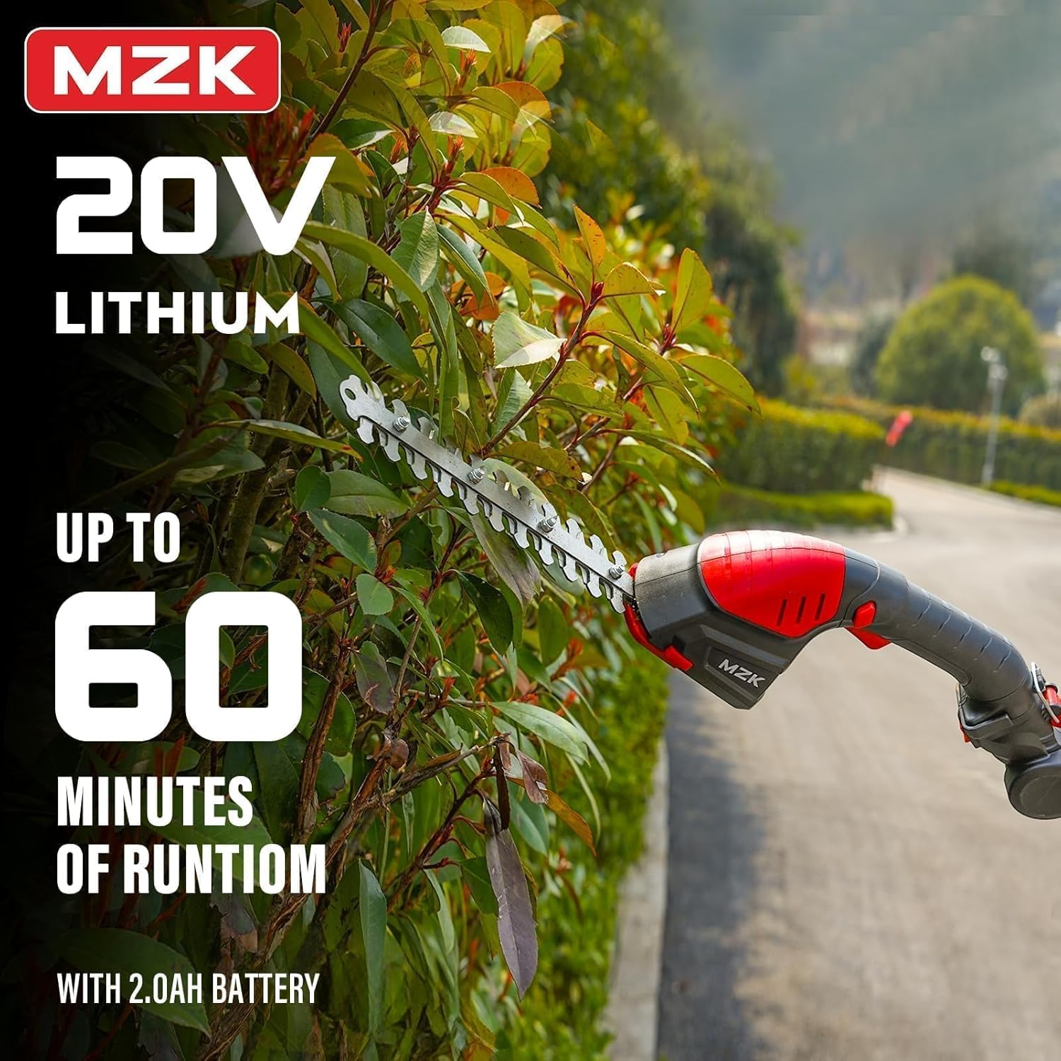 MZK Cortasetos Inalámbrico 2 en 1 20V con Pértiga Extensible de 13 Pies, Tijera Cortacésped, Batería y Cargador - Image 3