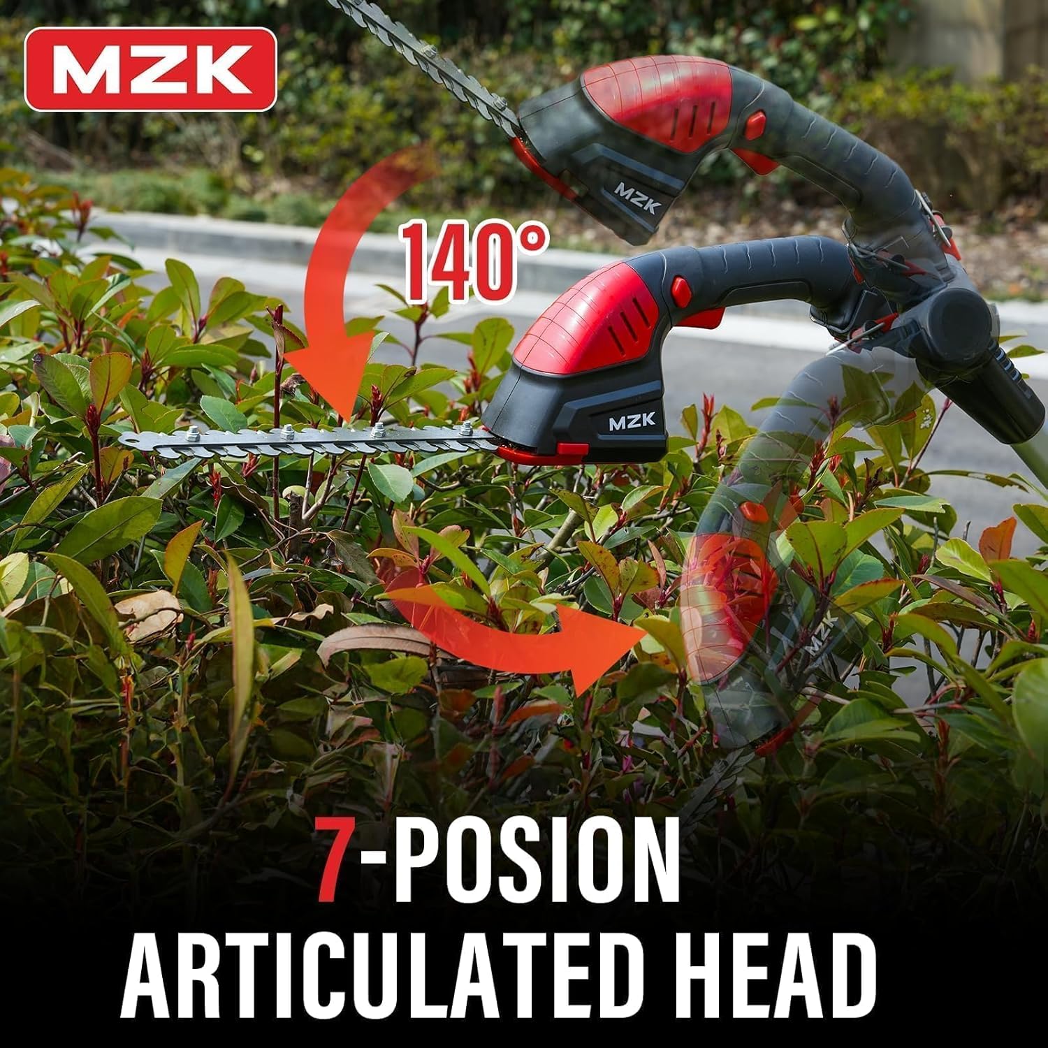 MZK Cortasetos Inalámbrico 2 en 1 20V con Pértiga Extensible de 13 Pies, Tijera Cortacésped, Batería y Cargador - Image 5